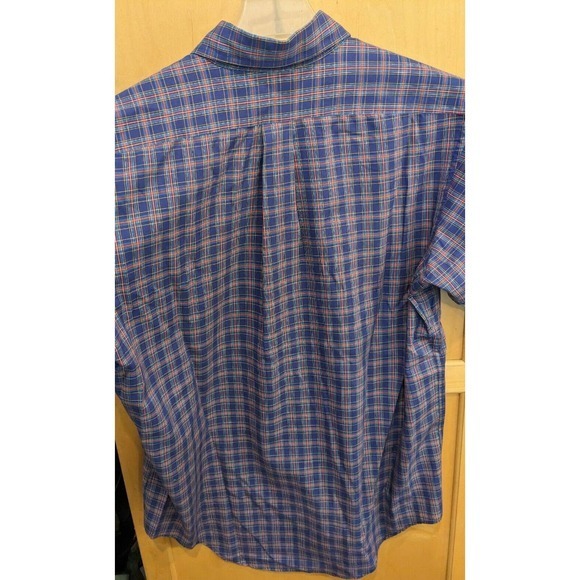 Vintage Arrow Dover Men's Large Plaid Made In USA Polyester Cotton Shirt 16/32 - Picture 2 of 3